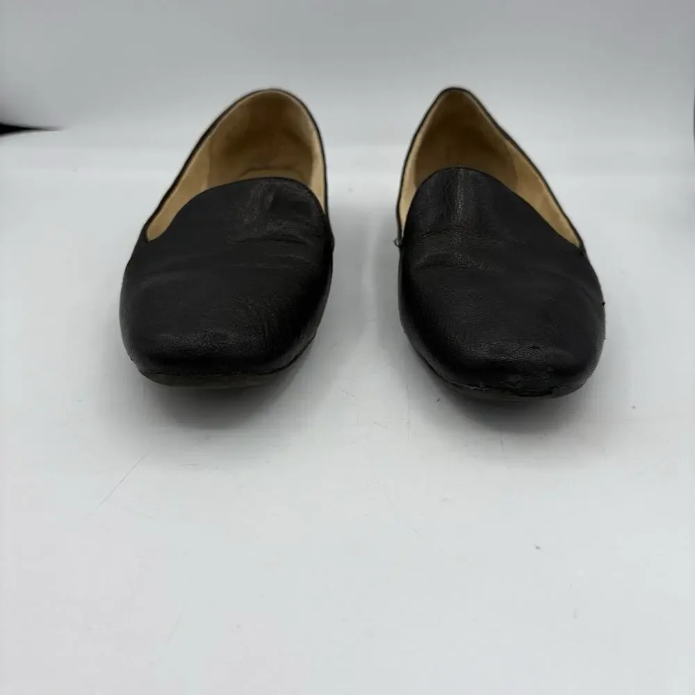 Naturalizer Flats Loafers Womens Size 7 Emiline Black Leather Block Slip‎ On